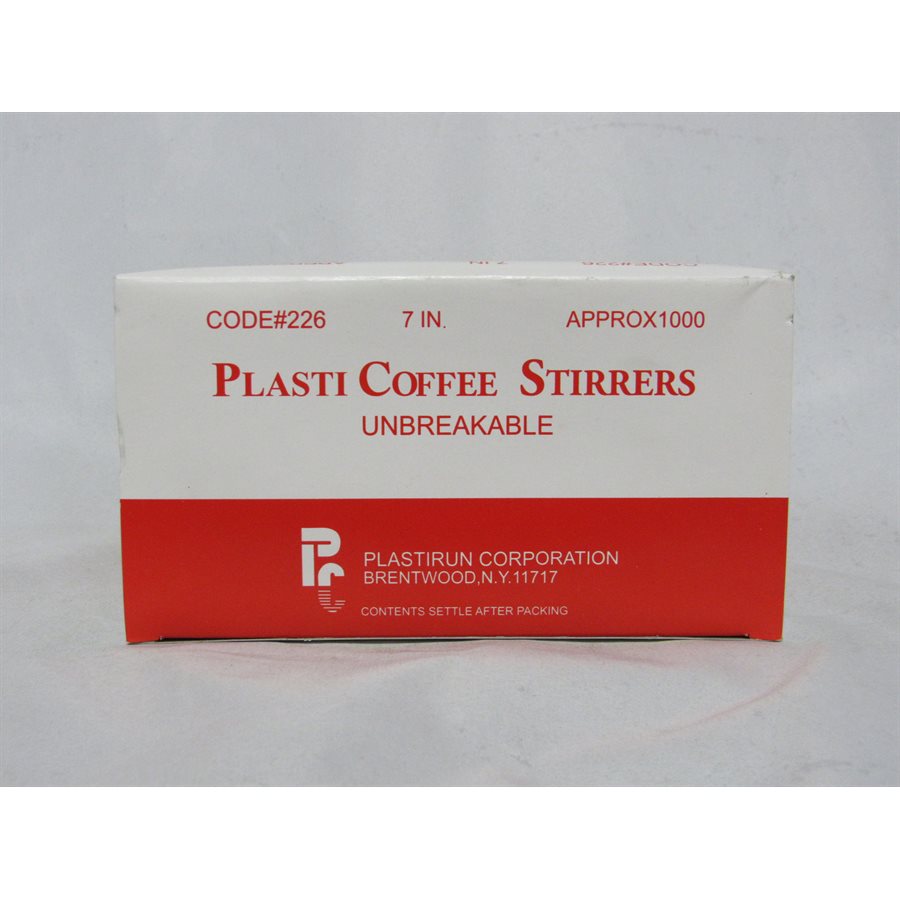 COFFEE STIRRERS, PLASTIC 7 RED 1000/BOX, 10 BOXES/CS