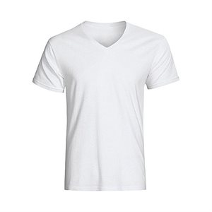 T-SHIRT WHITE V-NECK L 6CT