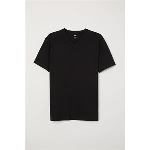 T-SHIRT BLACK V-NECK M 6CT