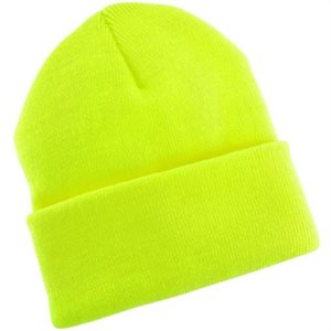 WINTER HAT KNIT SAFETY YELLOW 12CT