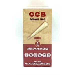 OCB BROWN RICE CONE KING 3PK 24CT